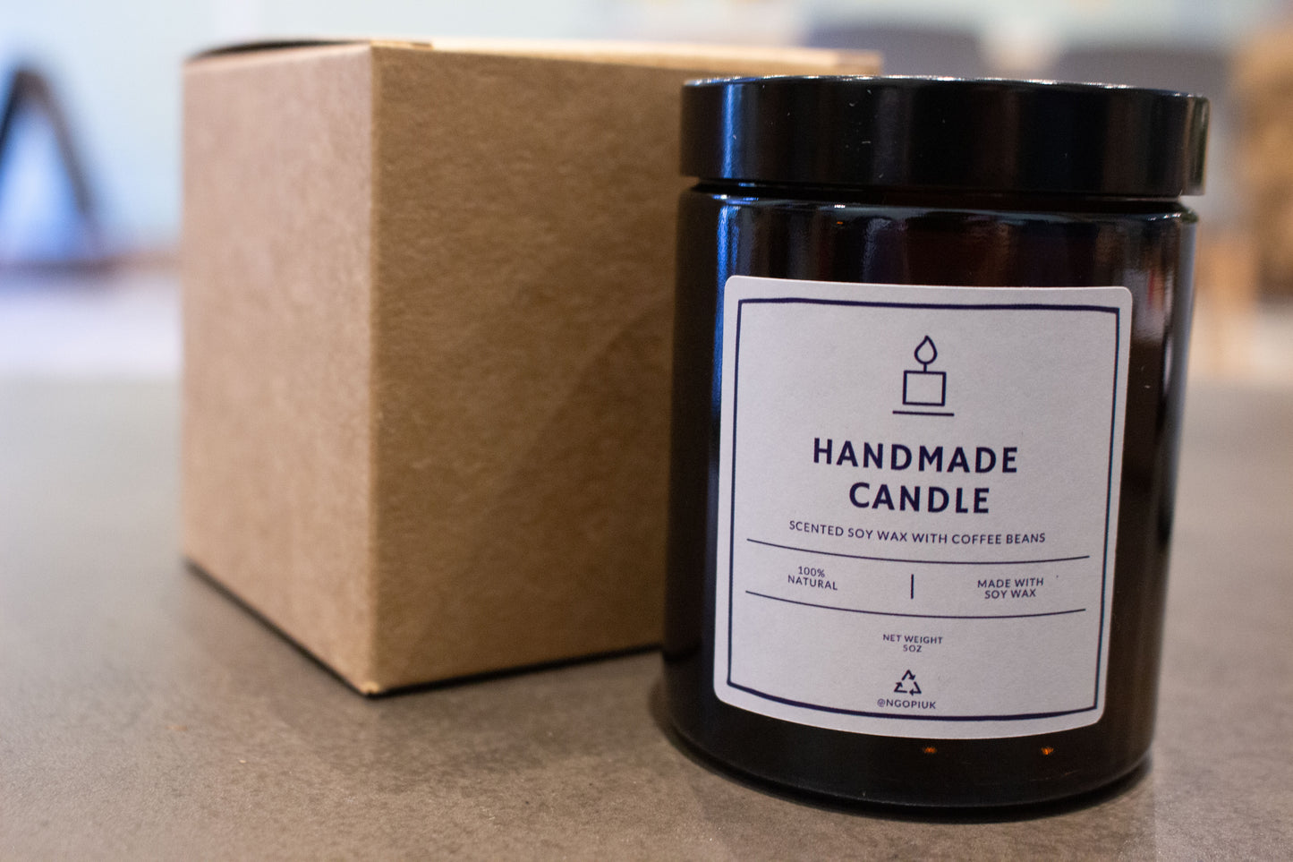 Scented Handmade Candle with Coffee Beans