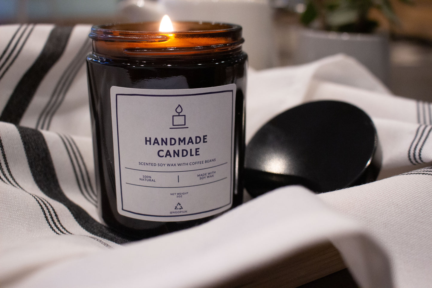 Scented Handmade Candle with Coffee Beans